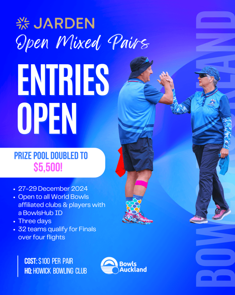 Countdown begins for a bigger Jarden Open Mixed Pairs! Bowls Auckland